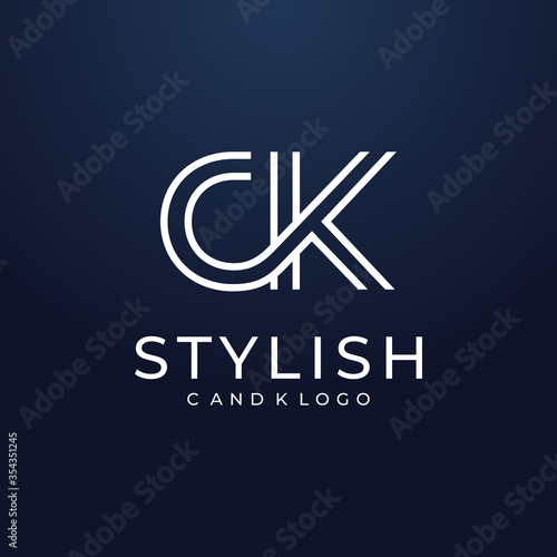 fancy monogram logo design with the initials letters C and K