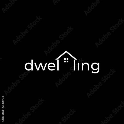 simple wordmark logo design with a house symbol in dwelling sentences