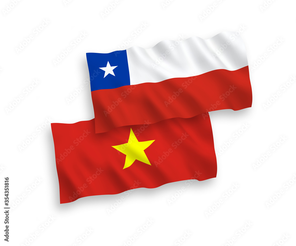 Flags of Chile and Vietnam on a white background Flags of Chile and Vietnam on a white background