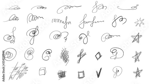 Set of handmade lines, brush lines, underlines. Hand-drawn collection of doodle style various shapes. © Ольга Фурманюк