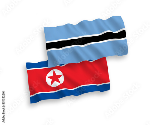 Flags of North Korea and Botswana on a white background
