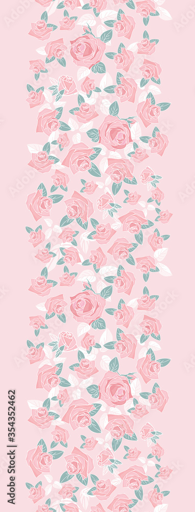 pink rose morden flower leaf horizontal border white background design pink rose morden flower leaf horizontal border white background design