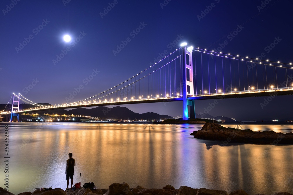 Tsing Ma bridge at night