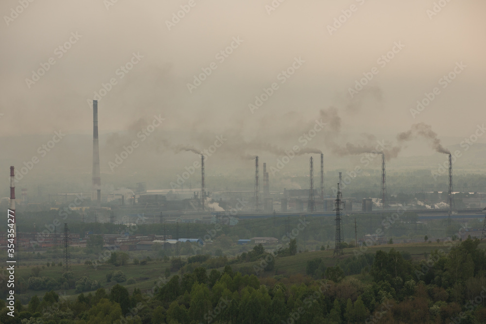 the plant with smoke and dirty air-pollution the plant with smoke and dirty air-pollution