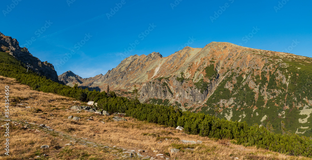 Satansky hreben and Strbsky stit mountain peak in autumn Vysoke Tatry mountains in Slovakia