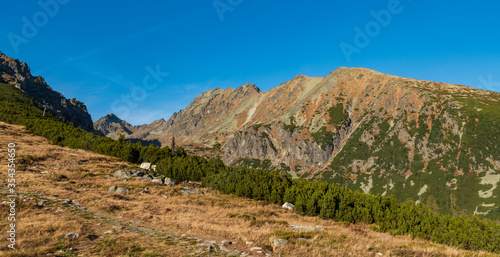 Satansky hreben and Strbsky stit mountain peak in autumn Vysoke Tatry mountains in Slovakia