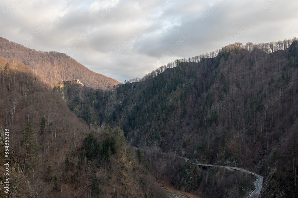 Ancient citadel in the mountains landscape in spring time Ancient citadel in the mountains landscape in spring time