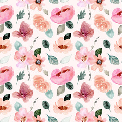 Stickers Vintage bloemen patronen Aquarel bloementuin in zomerse tinten  © wulano