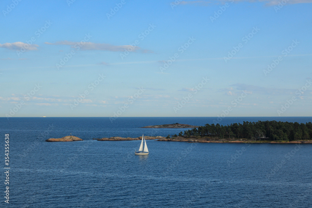 sailboat on the sea in the baltic gulf in Sweden