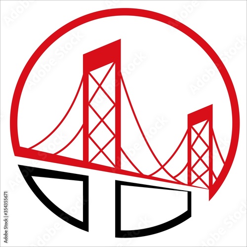 modern icon design symbol bridge logo concept with circle. 