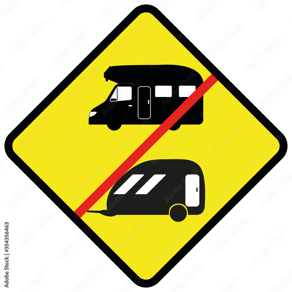 panneau interdisant les caravanes et les campings car de stationner à