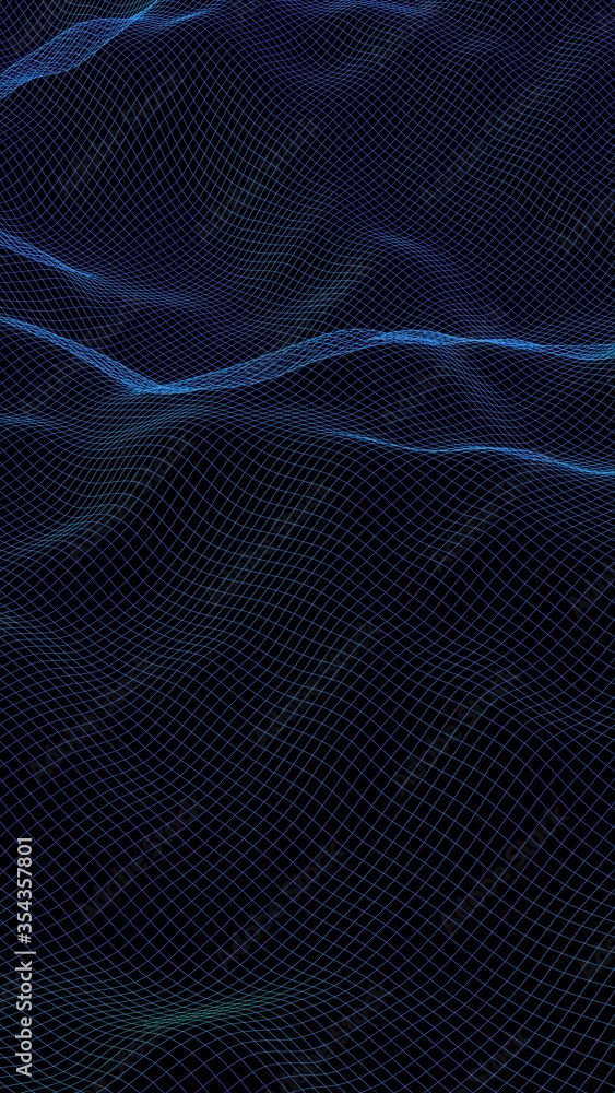Abstract landscape on a dark background. Cyberspace purple grid. hi tech network. 3D illustration Abstract landscape on a dark background. Cyberspace purple grid. hi tech network. 3D illustration