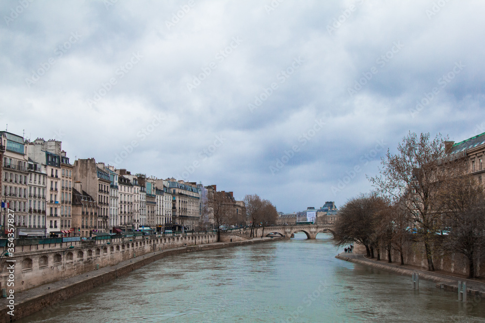 cityscape of paris and Sena river