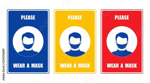 Set of stickers wear a mask