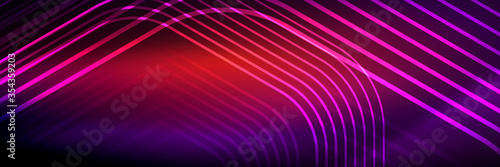 Fototapeta Naklejka Na Ścianę i Meble -  Shiny neon lines, stripes and waves, technology abstract background. Trendy abstract layout template for business or technology presentation, internet poster or web brochure cover, wallpaper