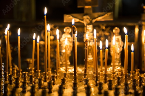 background of candles in christian orthodox church