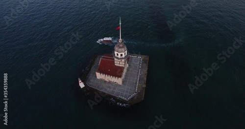 Maidens tower 360 istanbul bosphorus drone footage 4K