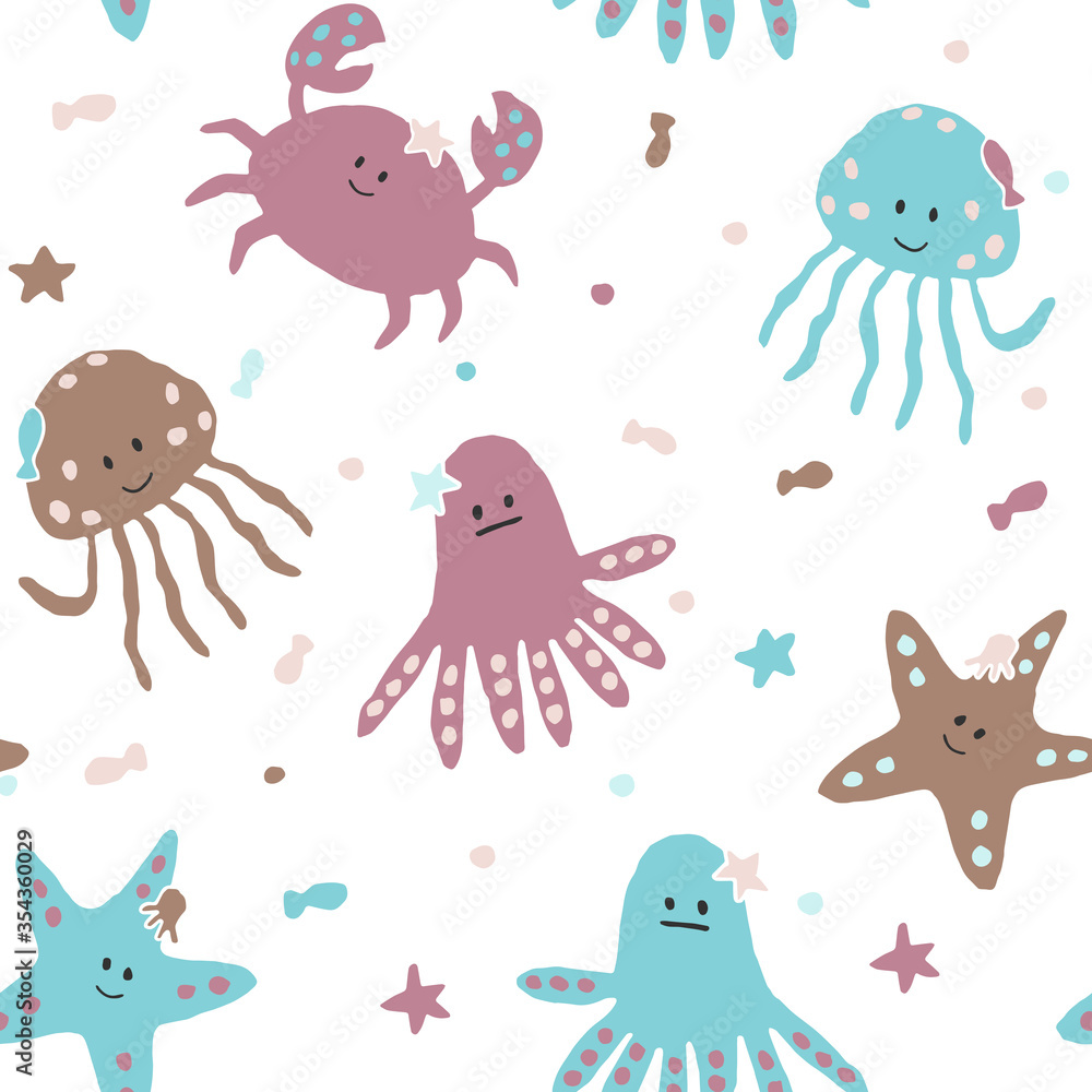 seamless pattern with sea animals