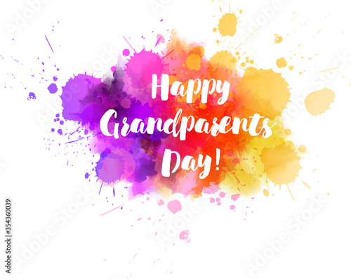 Happy Grandparents day! Abstract watercolor splash colorful background.