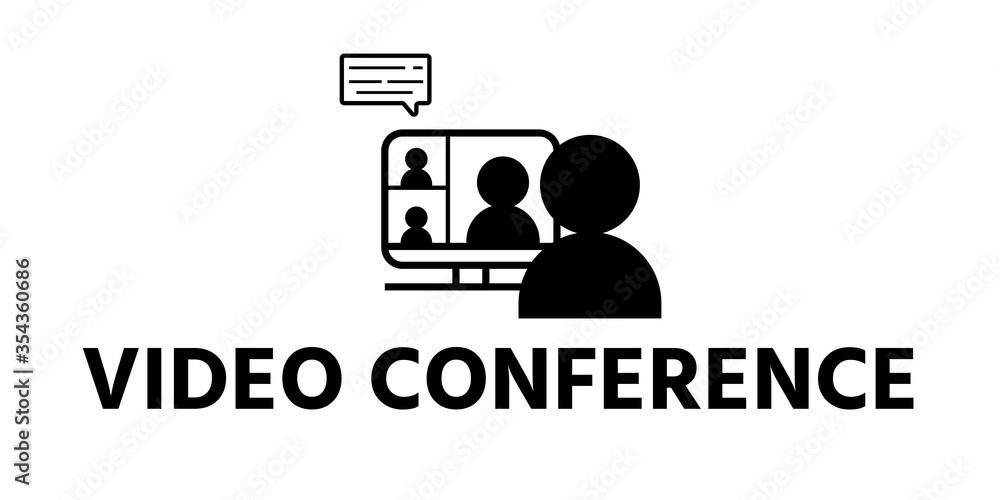 New normal lifestyle concept,after Covid-19 period,new normal behaviors,Video conference word and Icon. isolate on white background. lock down pandemic stop coronavirus outbreak COVID-19 symptoms. vec New normal lifestyle concept,after Covid-19 period,new normal behaviors,Video conference word and Icon. isolate on white background. lock down pandemic stop coronavirus outbreak COVID-19 symptoms. vec