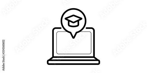 Distance learning black line icon. Online training courses, Home leisure, Isolated on white background , Vector elements for graphic design,website or banner