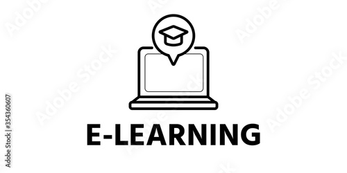 Distance learning black line icon. Online training courses, Home leisure, Isolated on white background , Vector elements for graphic design,website or banner