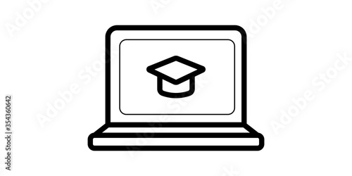 Distance learning black line icon. Online training courses, Home leisure, Isolated on white background , Vector elements for graphic design,website or banner