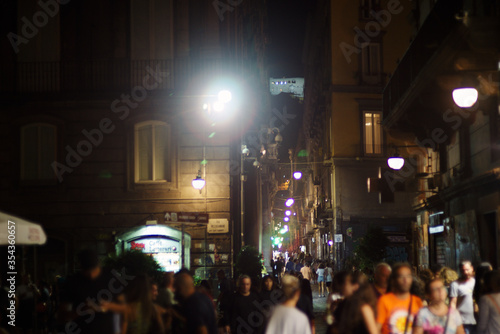 Naples, Italy - August 12, 2018. Naples street at night.