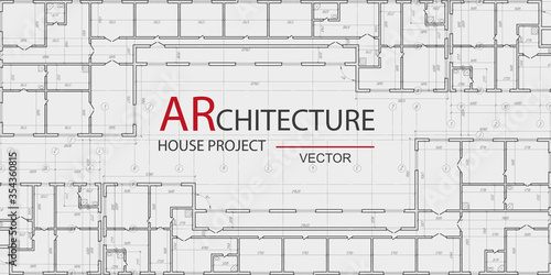 Architectural technical drawing .House plan project .Engineering design .Vector illustration.	