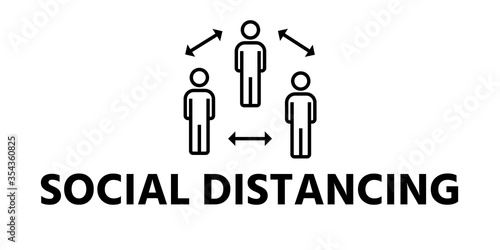 New normal lifestyle concept, After Covid-19 period, New normal behaviors, Social distancing word and icon isolate on white background. lock down pandemic stop coronavirus outbreak COVID-19 symptoms