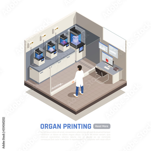 3d Printer Isometric Composition
