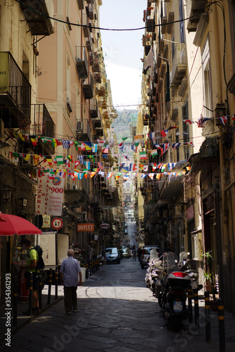 Naples  Italy - August 12  2018. Naples street by day.