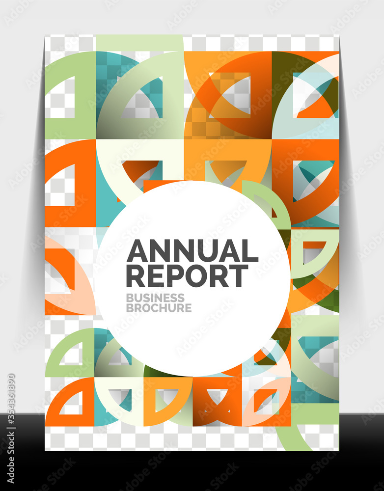 Business flyer annual report, circle and triangle shapes modern design