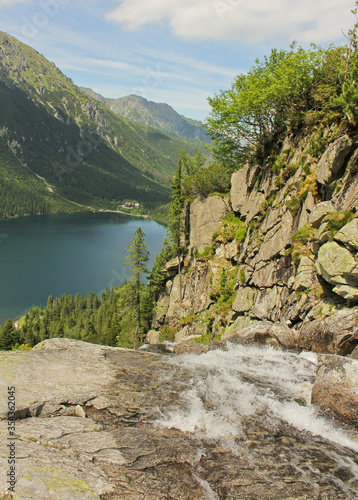 The lake Morskie Oko aerial view. High Tatras.