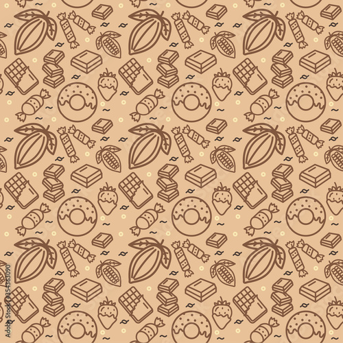 Chocolate Sweets Signs Seamless Pattern Background. Vector