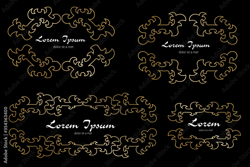 Vector frame vignette in Victorian style. Golden floral border. Decor for invitation, greeting card, certificate, thank you message, diploma. Gold luxury modern vector vintage frame in Eastern style
