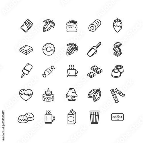 Chocolate Sign Black Thin Line Icon Set. Vector