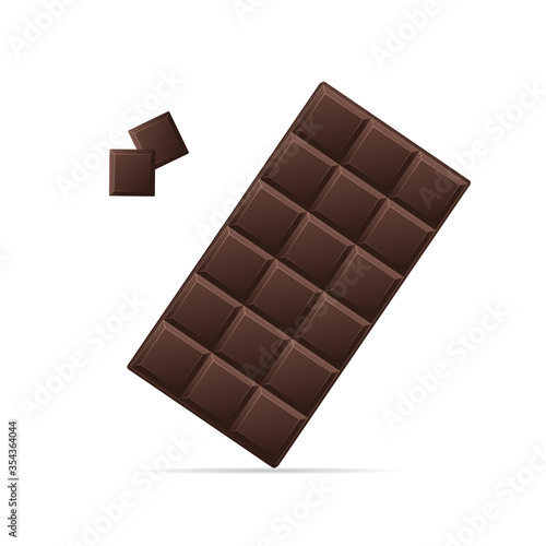 Realistic Detailed 3d Dark Chocolate and Pieces. Vector