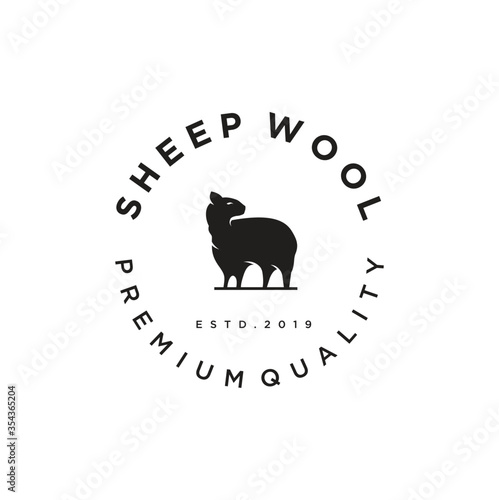 Merino wool Logo Nature icon. Vector sheep logo  wool template. Goat Logo Angora Vintage Retro Hipster 