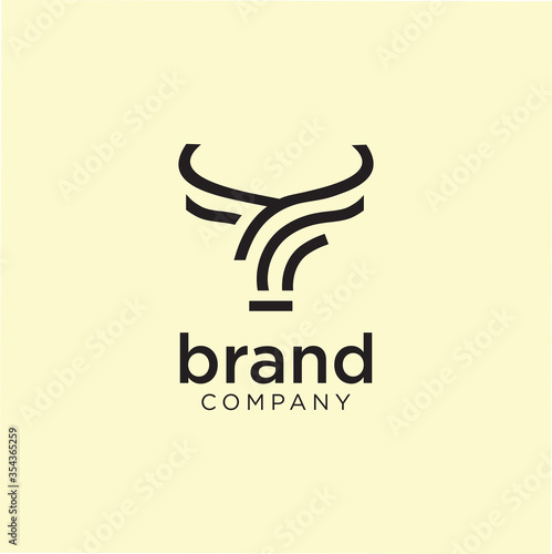 unique animal buffalo Logo line Design, bovines. bison. Cattle. Taurus And Bull Logo Linear  Design Vintage Retro Hipster Illustration Template