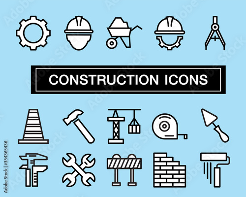 construction icons set, vector design.
