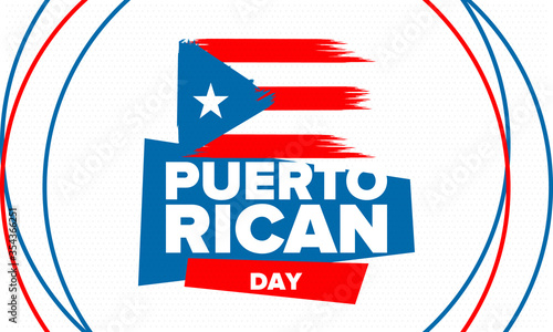 Puerto Rican Day. National happy holiday. Festival and parade in honor of independence and freedom. Puerto Rico flag. Latin american country. Patriotic elements. Vector poster illustration