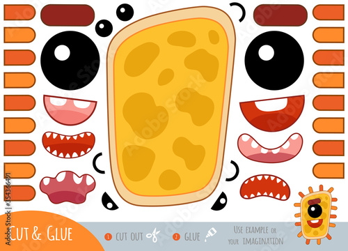 Education paper game for children, Cute bacteria and virus character. Create a funny face for cartoon character.
