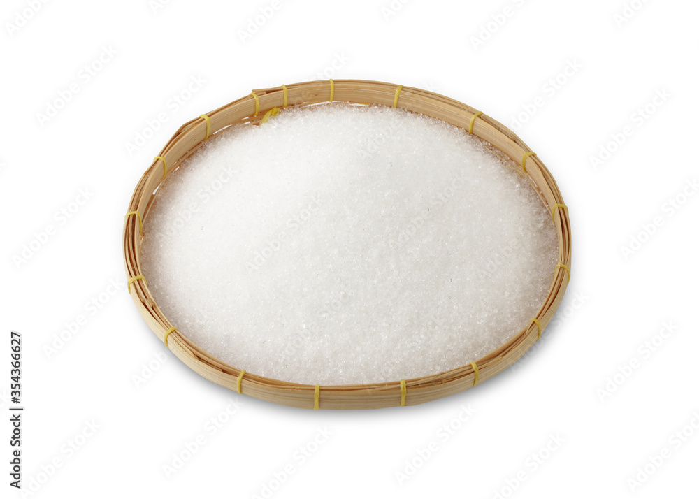 Sugar in basket isolated on white background. This has clipping path. Sugar in basket isolated on white background. This has clipping path.