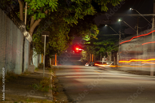 car painting light in the street 