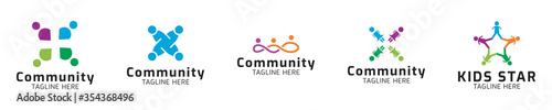 Community people logo set collection design vector template. Modern illustration