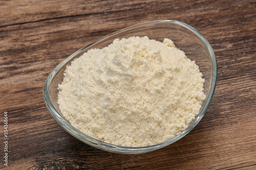 Wheat flour heap in the bowl