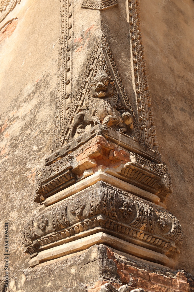 Décoration d'un temple à Bagan, Myanmar	
