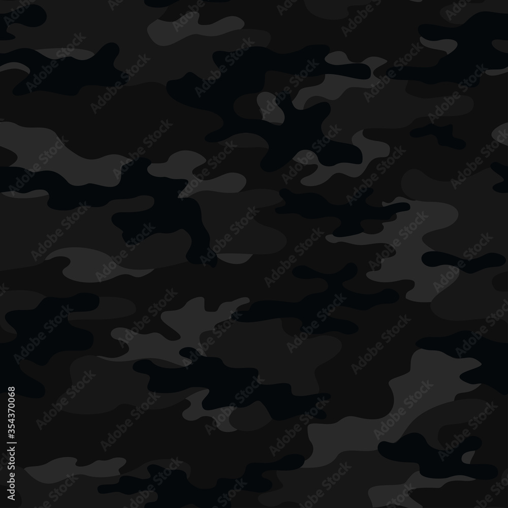 
Black camo seamless pattern vector background classic night style. Vector - obrazy, fototapety, plakaty 
