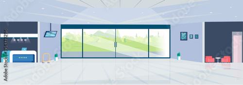 Vector of a modern reception area lobby of a contemporary hotel
